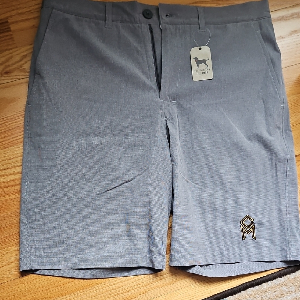 The Black Dog Men's Light Gray Flat-Front Performance Shorts